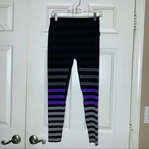 K-DEER Leggings Striped Purple Black Sneaker Length